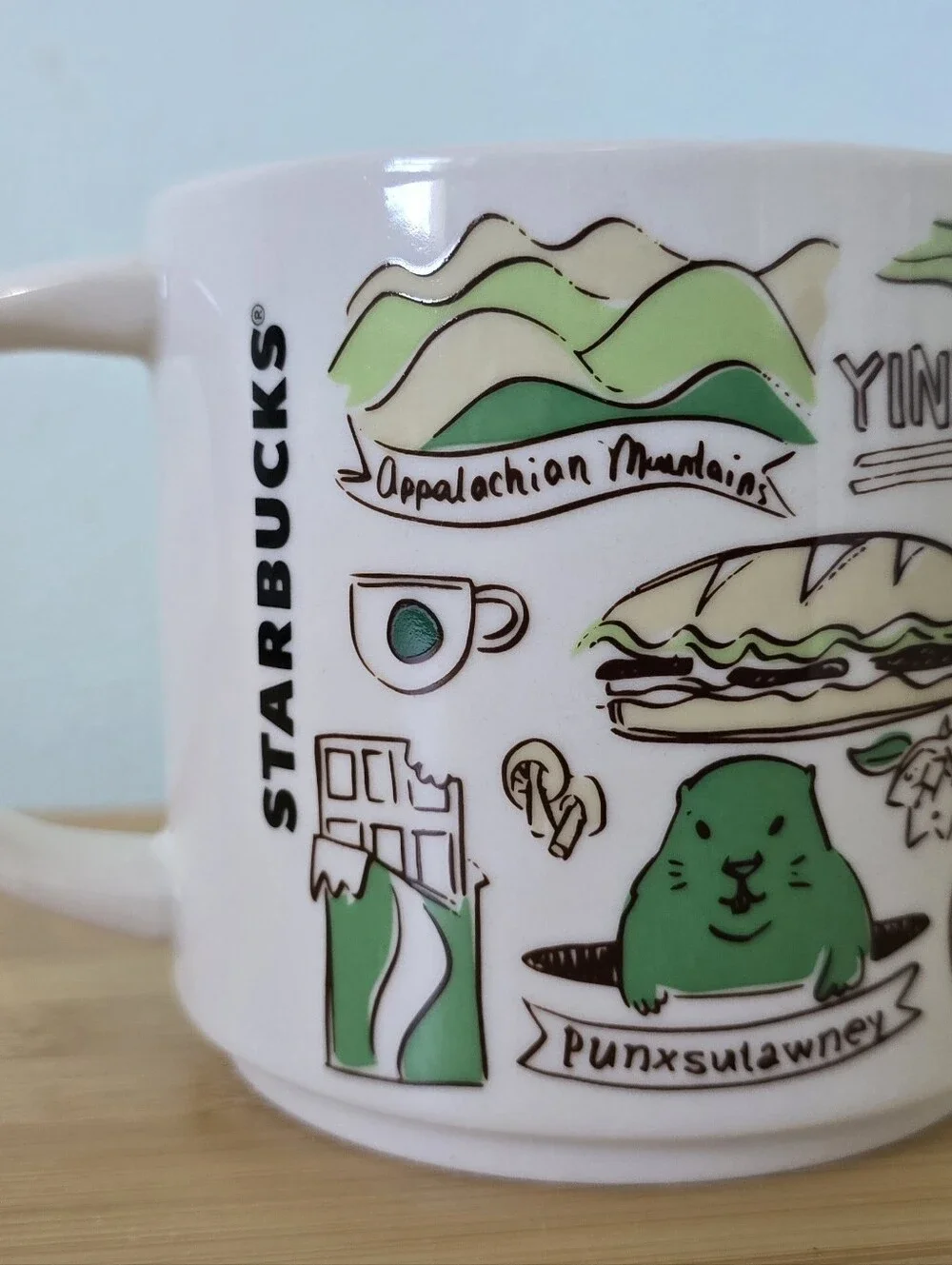 Starbucks Been There Series Pennsylvania Ceramic Coffee Cup Mug White Green 2018